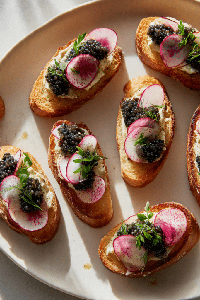 Caviar Toast with Radish and Miso Butter