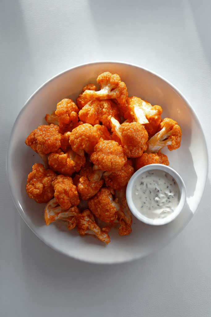 Buffalo Cauliflower with Blue Cheese Sauce