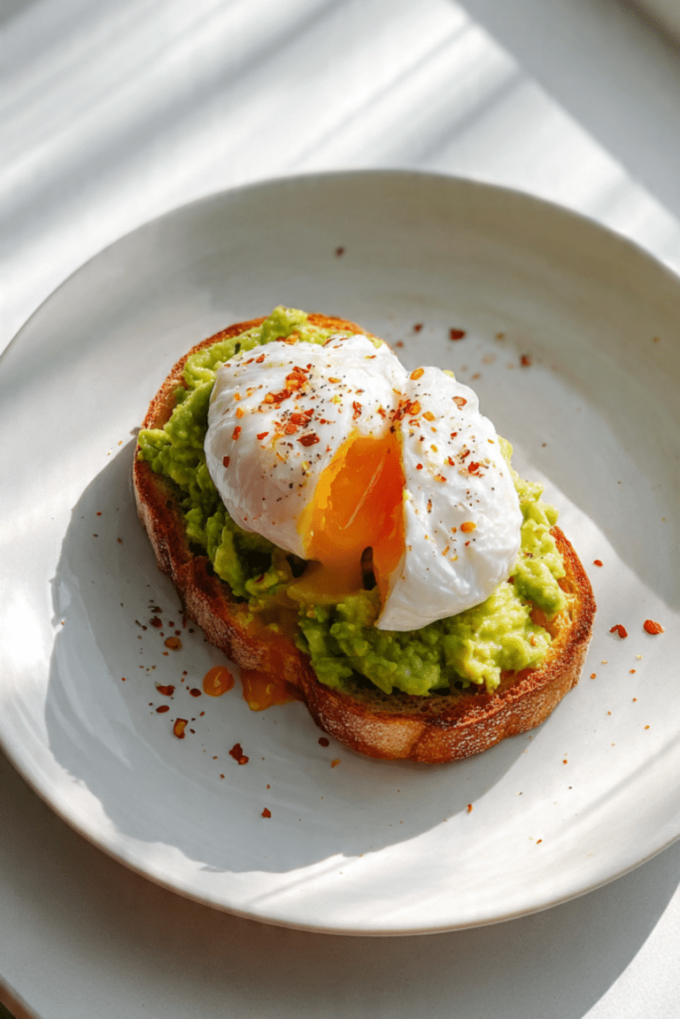 Air Fryer Poached Egg Avocado Smash Toast