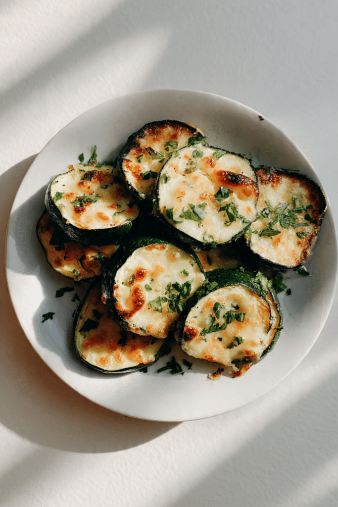 Cheesy Garlic Zucchini Steaks