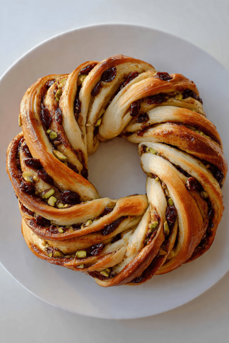 Cranberry Pistachio Babka Bread Wreath