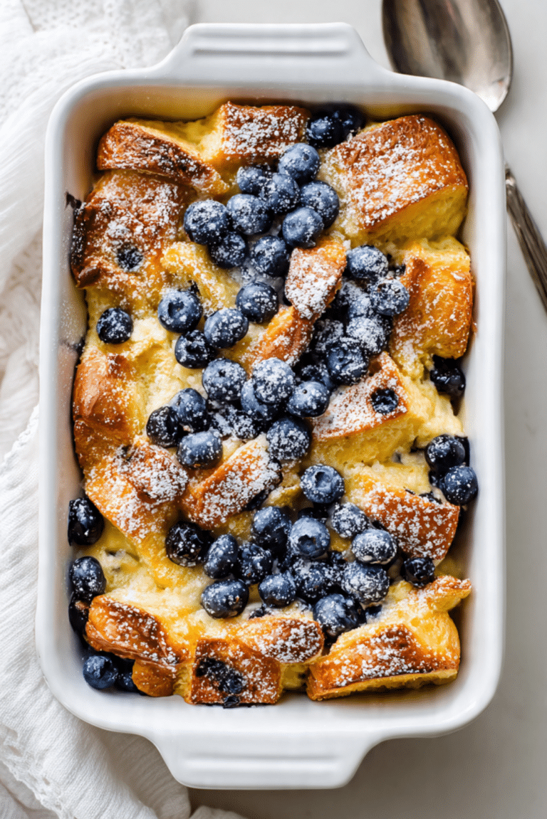 Blueberry Croissant French Toast Bake