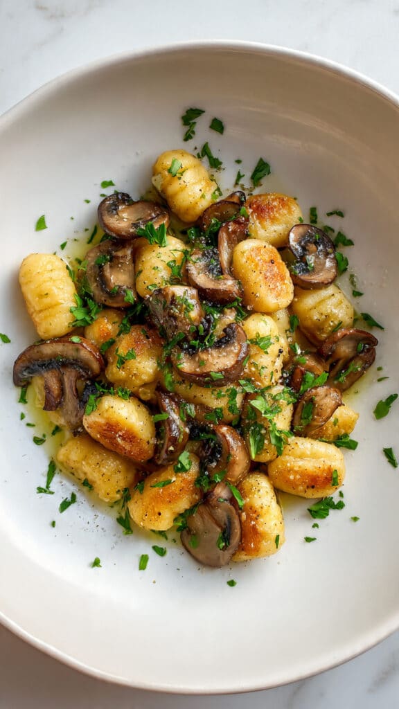 Crispy Gnocchi and Mushrooms